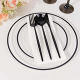 10 Pack Clear Regal Disposable Salad Plates With Black Rim, 7inch Round Plastic Appetizer