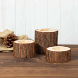 Set of 3 | Assorted Rustic Wood Slice Tealight Candle Holders