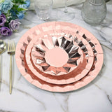 Geometric Metallic Rose Gold Foil Large Charger Paper Plates, Disposable Serving Party Plates