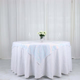 60x60inch Iridescent Blue Duchess Sequin Square Table Overlay, Table Linen Decor