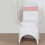 5 pack | 5Inchx14Inch Dusty Rose Spandex Stretch Chair Sash with Silver Diamond Ring Slide Buckle