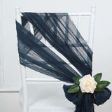 5 Pack | Navy Blue Gauze Cheesecloth Boho Chair Sashes - 16inch x 88inch