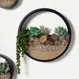 Set of 3 Black Half Moon Wall Planters Round Metal Wall Hanging Planter Modern Indoor Terrarium