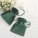 12 Pack | 5x7inch Hunter Emerald Green Satin Wedding Party Favor Bags, Drawstring Pouch Gift Bags