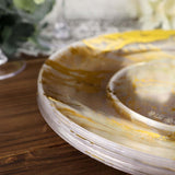 10 Pack | 10Inch Gold and Clear Marble Print Plastic Dinner Party Plates, Disposable Plates