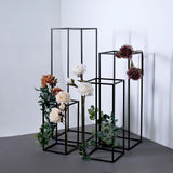 Set of 4 | Matte Black Metal Frame Flower Stand, Wedding Column Centerpieces - 16/24/32/40