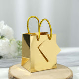 5inch Shiny Metallic Gold Foil Paper Party Favor Bags With Handles, Small Gift Wrap Goodie Bags