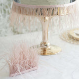 39" Dusty Rose Real Ostrich Feather Fringe Trims With Satin Ribbon Tape