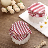 6inch Red / White Gingham Mason Jar Cloth Lid Covers, Checkered Jam Jar Covers with Jute String