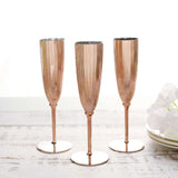 6 Pack | Blush/Rose Gold 5oz Plastic Champagne Flutes Disposable Glasses For Champagne