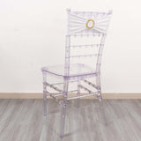 5 Pack White Spandex Chair Sashes with Gold Diamond Buckles, Elegant Stretch Chair Bands and Slide