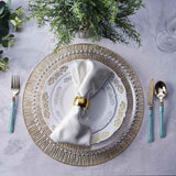 6 Pack Gold Metallic Vinyl Placemats, Non-Slip Spiked Design Round Table Mats 15"