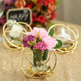 3 Pack | 3inch Gold Metal Geometric Flower Bud Vase Votive Candle Holder Set