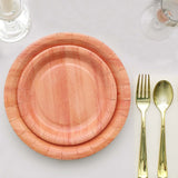 25 Pack | 10inch Natural Rustic Wood Grain Disposable Party Plates