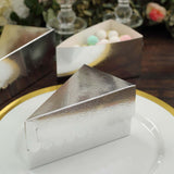 10 Pack | 5x3inch Metallic Silver Single Slice Paper Cake Boxes