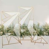 3ft Tall Gold Metal Triangular Geometric Flower Frame Prop Stand