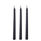 Set of 3 | 11 inch Black Flickering Flameless Battery Operated LED Taper Candles#whtbkgd