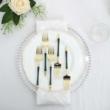 24 Pack | 6inch Gold / Hunter Emerald Green Plastic Dessert Forks With Roman Column Handle