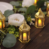 6 Pack Clear Moroccan Style Mini Lantern with Flickering LED Tealight Candles