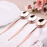 Glossy Blush/Rose Gold Heavy Duty Plastic Silverware Spoons, Premium Disposable Flatware Cutlery