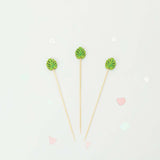 100 Pack | 5inch Tropical Leaf Party Picks, Bamboo Skewers, Decorative Top Cocktail Sticks