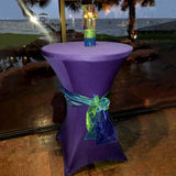 Purple Highboy Spandex Cocktail Table Cover, Fitted Stretch Tablecloth for 24"-32" Dia Tables