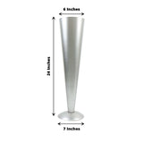 24Inch Tall Brushed Silver Metal Trumpet Flower Vase Wedding Centerpiece