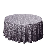 120inch Black Sequin Leaf Embroidered Seamless Tulle Round Tablecloth