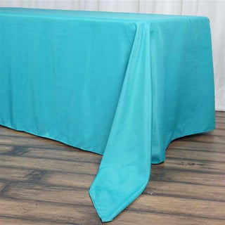 Turquoise Seamless Polyester Rectangle Tablecloth