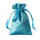 Blue satin drawstring gift bag #whtbkgd