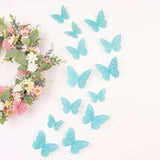 12 Pack | 3D Turquoise Butterfly Wall Decals DIY Removable Mural Stickers Cake Decorations