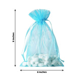 10 Pack | 6x9inches Turquoise Organza Drawstring Wedding Party Favor Bags