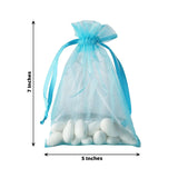 10 Pack | 5x7inch Turquoise Organza Drawstring Wedding Party Favor Gift Bags