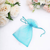 Turquoise organza gift bag with drawstring closure