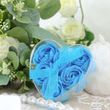 6 Pcs Turquoise Scented Rose Soap Heart Shaped Party Favors With Gift Box And Ribbon