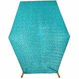 8ftx7ft Turquoise Metallic Shimmer Tinsel Spandex Hexagon Backdrop, 2-Sided Wedding Arch Cover