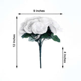 12inches White Artificial Velvet-Like Fabric Rose Flower Bouquet Bush