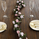 2 Pack 8ft Blush Dusty Rose Artificial Silk Flower Garland Rose Vines