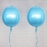 2 Pack | 14inch 4D Metallic Blue Sphere Mylar Foil Helium or Air Balloons