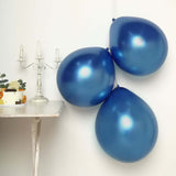 5 Pack | 18Inch Metallic Chrome Royal Blue Latex Helium or Air Balloons