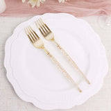 24 Pack | Gold Glittered Disposable Forks, Plastic Silverware, Cutlery