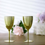 6 Pack | Gold 8oz Plastic Wine Glasses, Disposable Wine Goblets