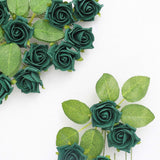 24 Roses | 2inch Hunter Emerald Green Artificial Foam Flowers With Stem Wire and Leaves