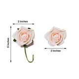 24 Roses | 2inch Rose Gold Blush Artificial Foam Flowers With Stem Wire and Leaves