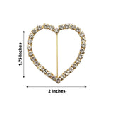 2inch Gold Diamond Heart Metal Chair Sash Bow Pin, Rhinestone Chair Wrap Band Buckle Brooch