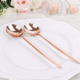 Glossy Blush/Rose Gold Heavy Duty Plastic Silverware Spoons, Premium Disposable Flatware Cutlery