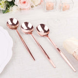 Glossy Blush/Rose Gold Heavy Duty Plastic Silverware Spoons, Premium Disposable Flatware Cutlery