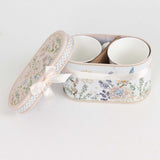 Blush Floral Design Bridal Shower Gift Set, 2 Pack Porcelain Tea Cups