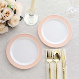 10 Pack White Disposable Salad Plates With Blush Rose Gold Spiral Rim