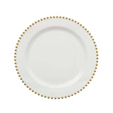 10 Pack | 10inch White / Gold Beaded Rim Disposable Dinner Plates#whtbkgd